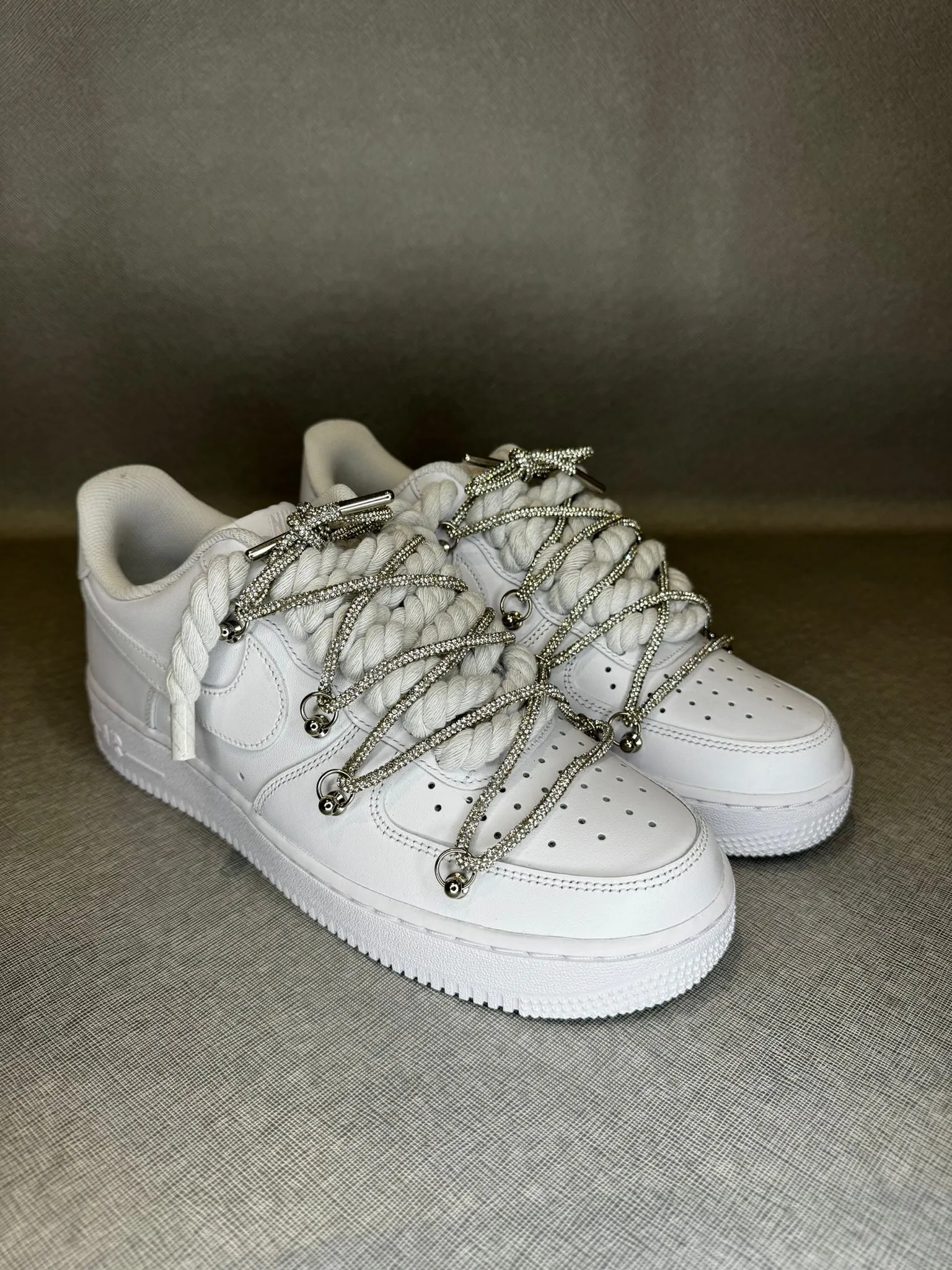 Nike Air Force 1 “Rope Laces White” Triple Swarovski Silver
