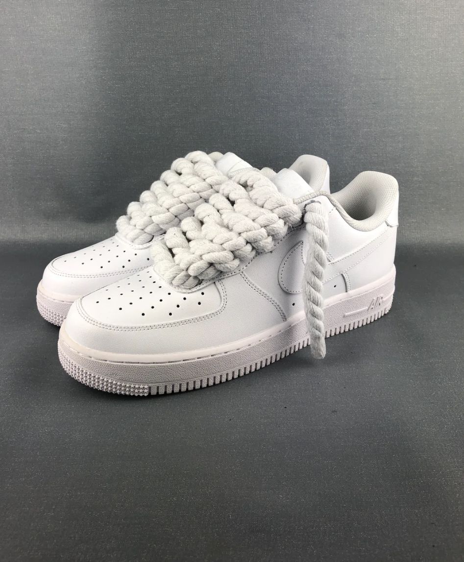 靴 NIKE AIR FORCE 1 WHITE ROPE CUSTOM Nike Air Force 1 Low '07 White / White Rope Laces