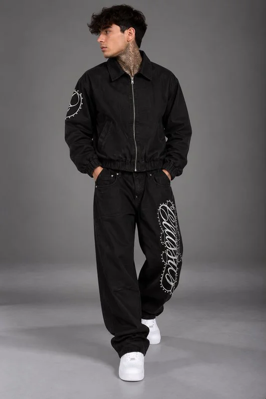 Completo Calligraphy Black Denim Set - Foto 1
