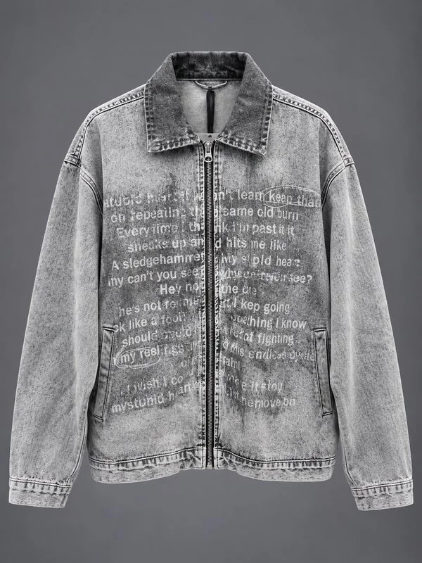 Graphic Denim Zip Jacket - Foto 1