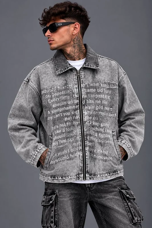 Graphic Denim Zip Jacket - Foto 2