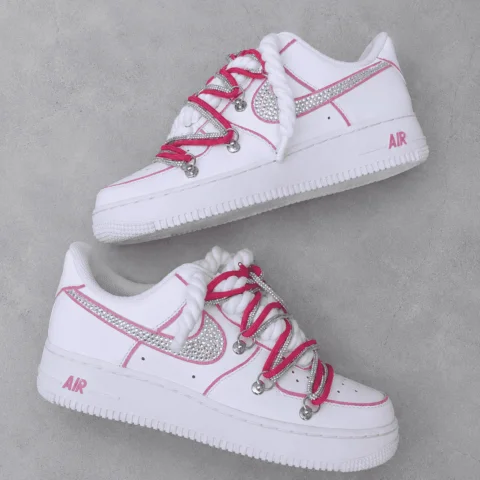 Nike Air Force 1 Board Pink Swoosh Swarovski