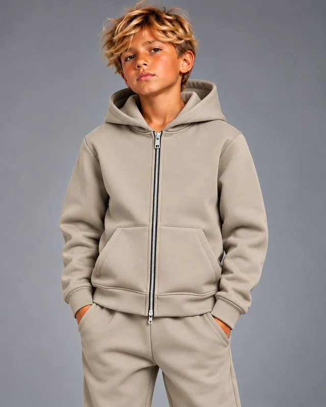 Felpa Kids Essential con Zip e Cappuccio - Foto 1