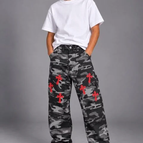 Pantalone Cargo Kids Camo Red Cross
