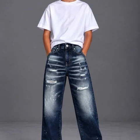 Jeans Kids Blue Distressed Wash