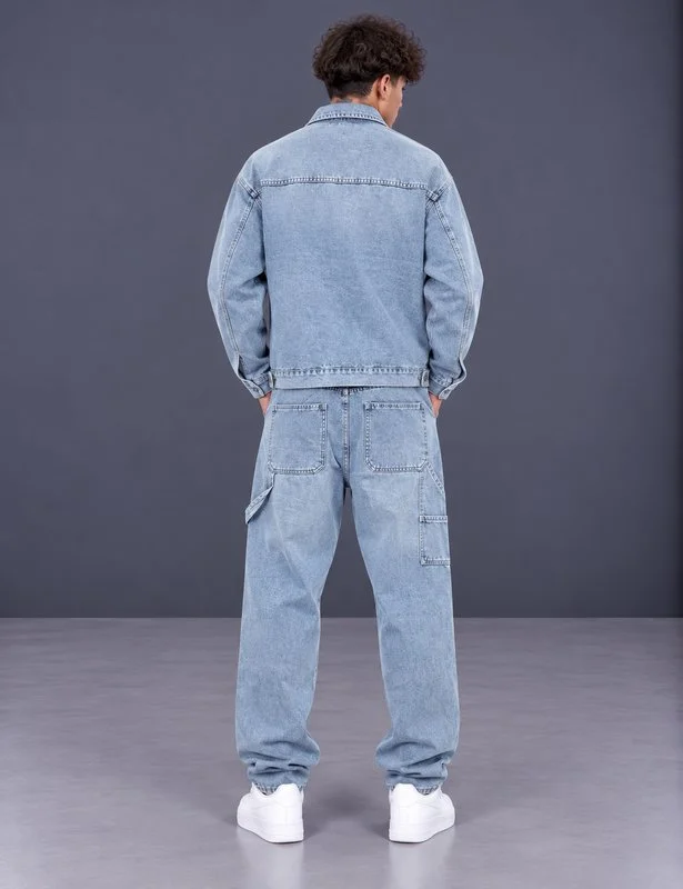 Coordinato Denim Cargo Light Blue Washed - Foto 2