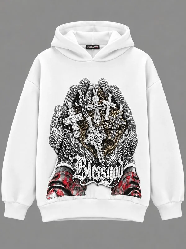 Felpa Oversize Blessed Cross – Black & White - Foto 4