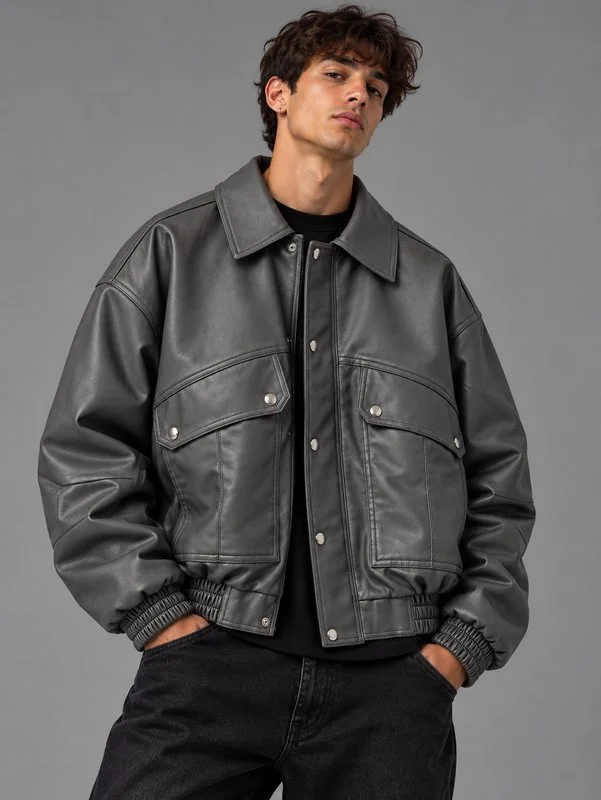 Giubbotto Bomber Leather Effect - Foto 6